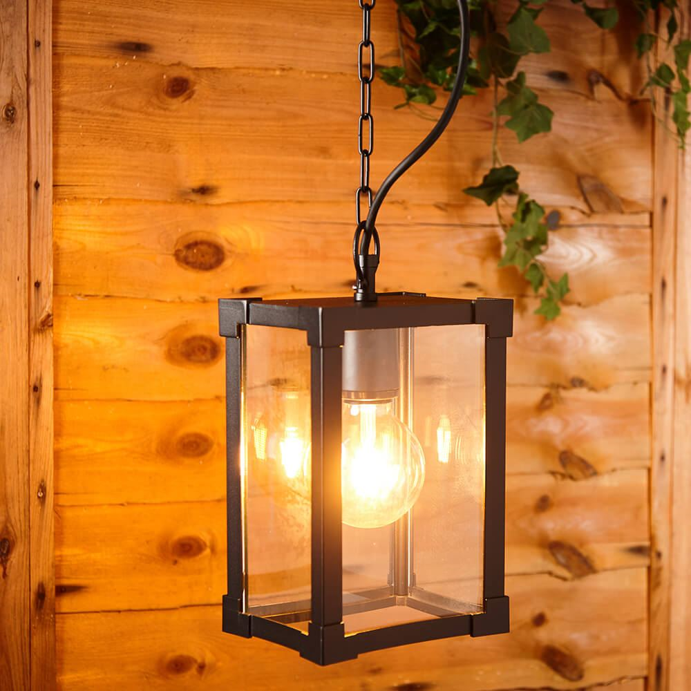 Biard Adjustable Chain Pendant Lamp Outdoor Light - Biard Glass Outdoor Hanging Black Pendant Lamp